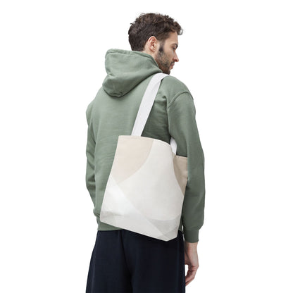 Neutral Abstract Geometric Tote Bag | Minimal Beige Shapes