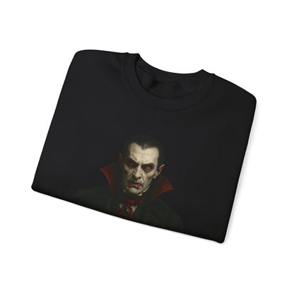 Gothic Horror Sweatshirt, Cozy Vampire Sweatshirt, Spooky Apparel, Halloween Costume Top, Unisex Halloween Sweatshirt
