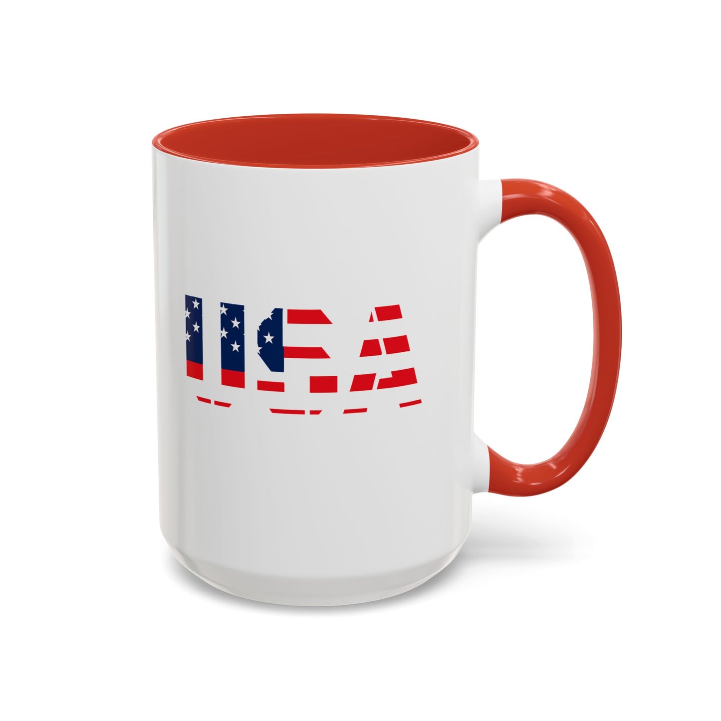 USA Flag Accent Coffee Mug — Patriotic 11/15oz Ceramic Coffee Cup