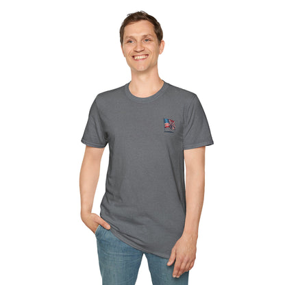 Patriotic Unisex Softstyle T-Shirt, American Flag Tee, USA Pride Shirt, Perfect for Independence Day, Casual Wear - TRV