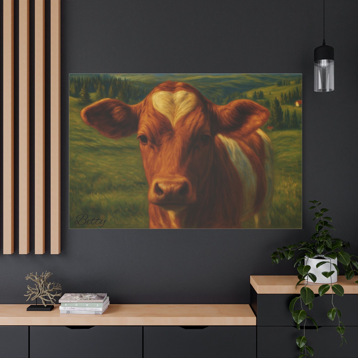 Cow Calf Portrait Canvas Print, Farm Animal Wall Art Decoration, Custom Matte Canvas Picture, Barnyard Animal Rustic Decor, Personalized - TRV