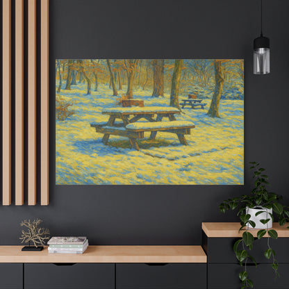 Winter Picnic Canvas Art Print, Cozy Home Decor, Seasonal Wall Art, Nature-Inspired Artwork, Perfect for Holidays - TRV