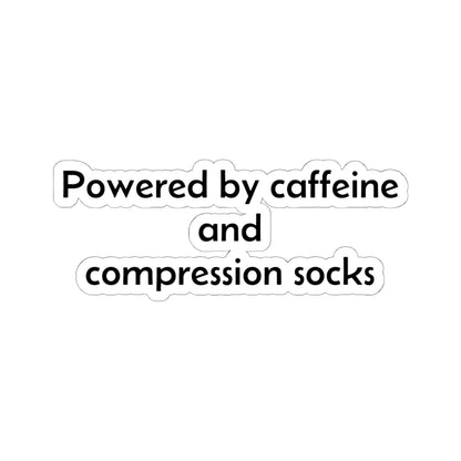 Powered by Caffeine and Compression Socks Sticker | Kiss-Cut Sticker