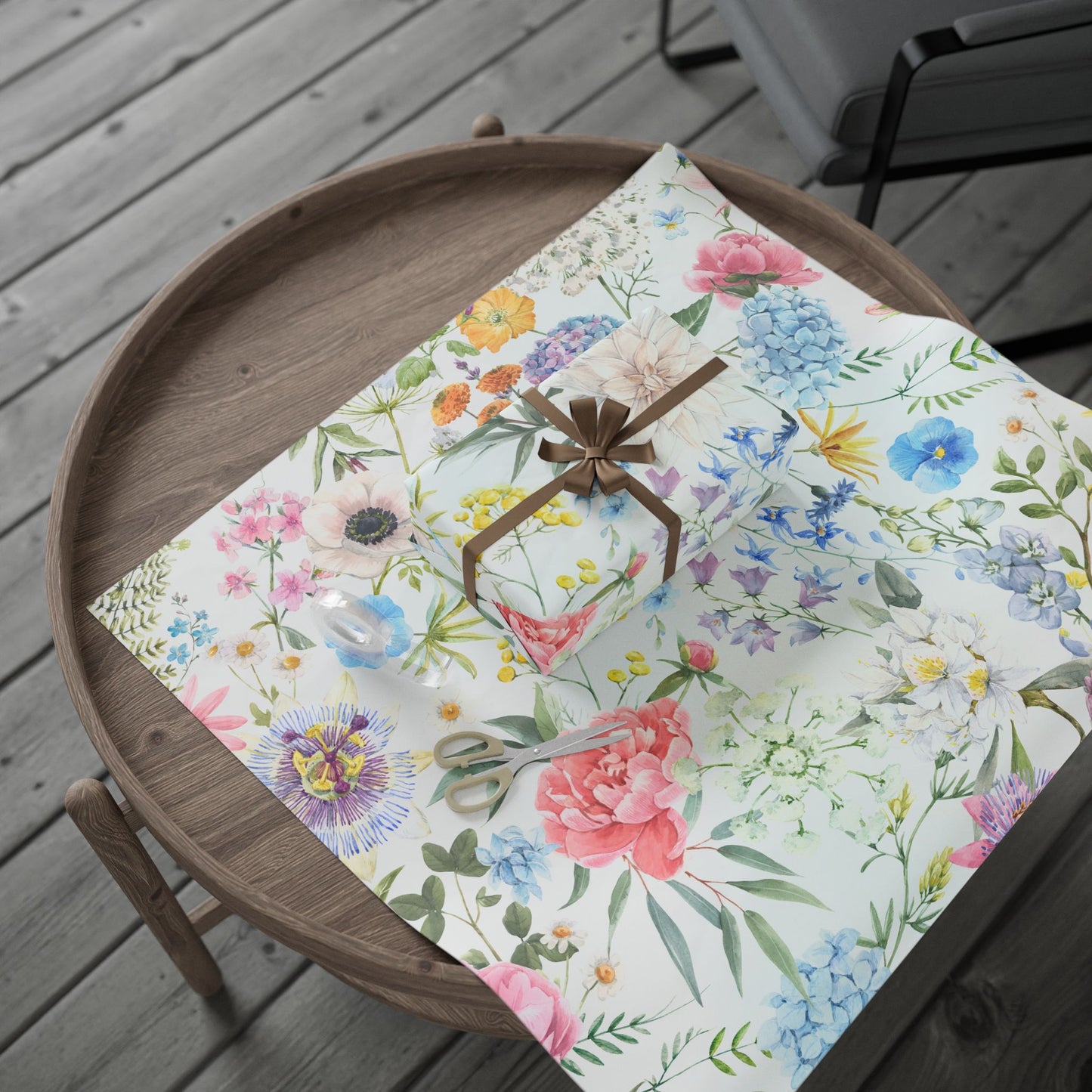 Floral Watercolor Wrapping Paper Roll — Pastel Flowers Gift Wrap for Mother's Day & Spring