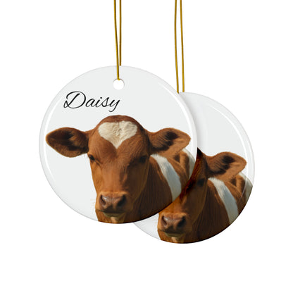 Heart-Spot Calf, Ceramic Ornament | Personalized Name Option