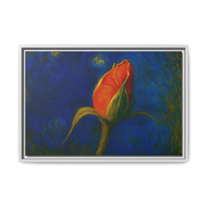 Red Rose Bud Painting Canvas Framed | Matte Wall Art - TRV