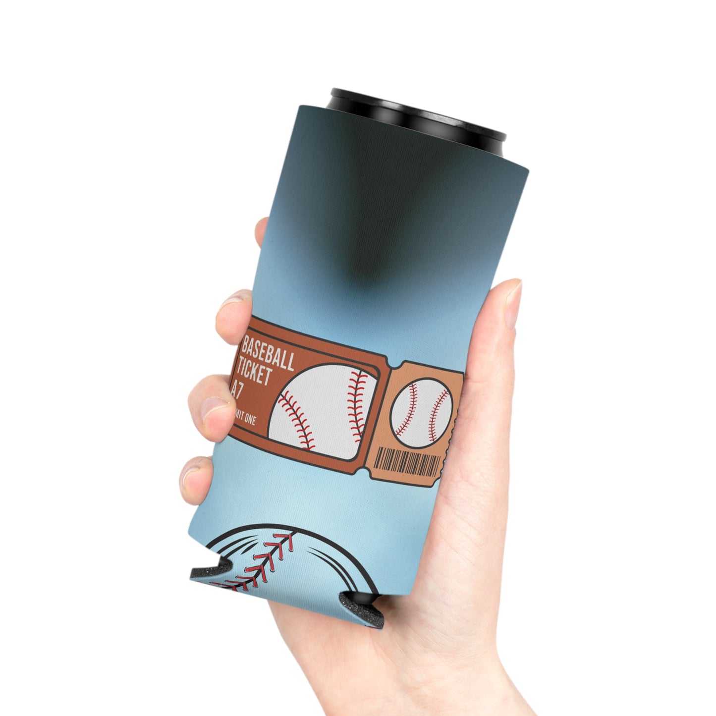Baseball Ticket Can Cooler, Fun Drink Sleeve for Tailgates, Sports Events, Unique Gift for Fans, Outdoor BBQ, Summer Parties