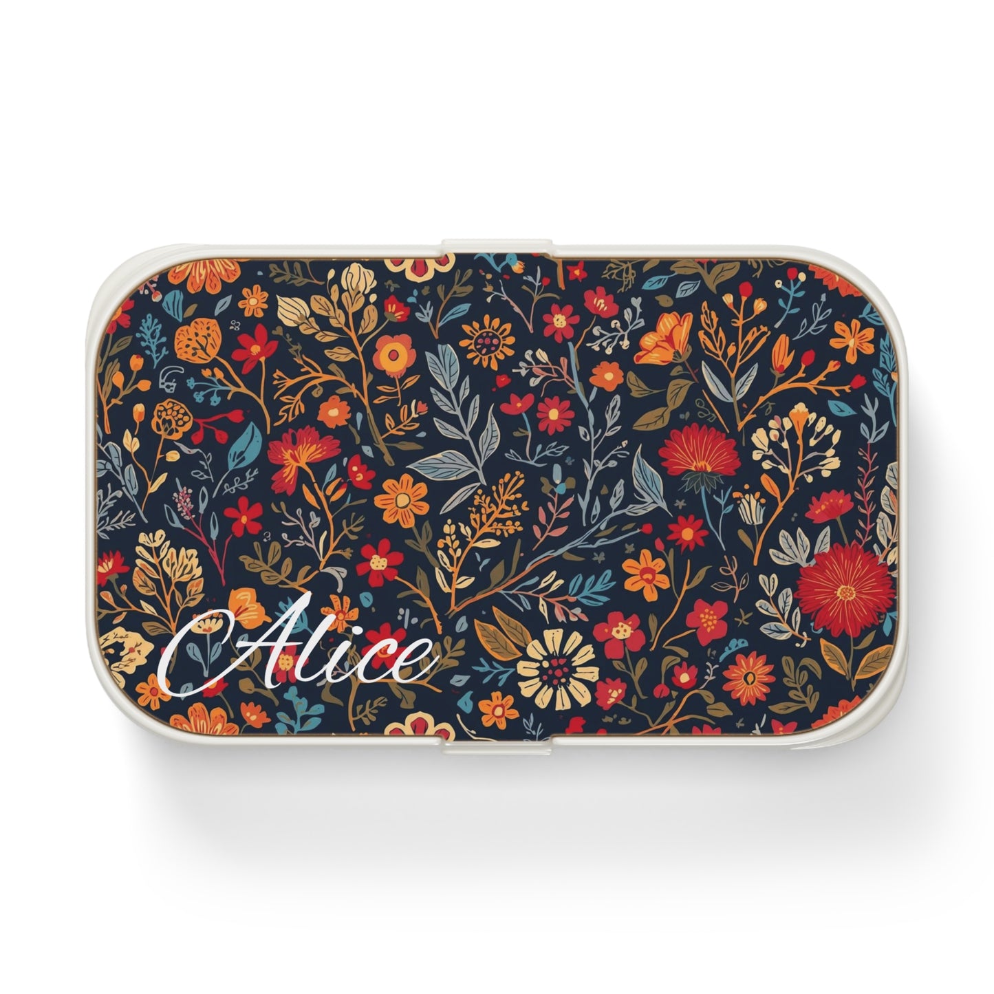 Floral Personalized Bento Lunch Box, Custom Meal Prep Container, School Lunch Idea, Eco-Friendly Snack Box, Gift for Kids, Cute Food Storage - TRV