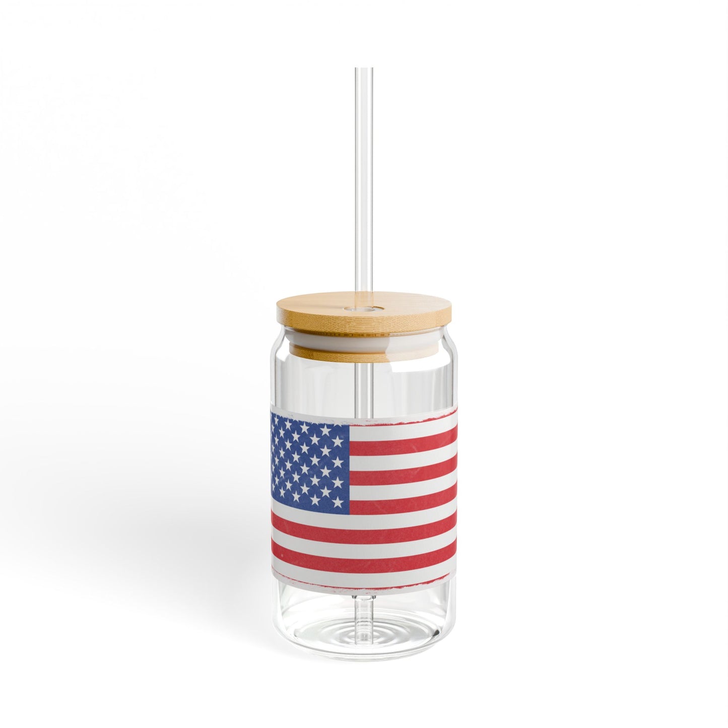 American Flag Sipper Glass — 16oz Patriotic Drink Tumbler with Straw
