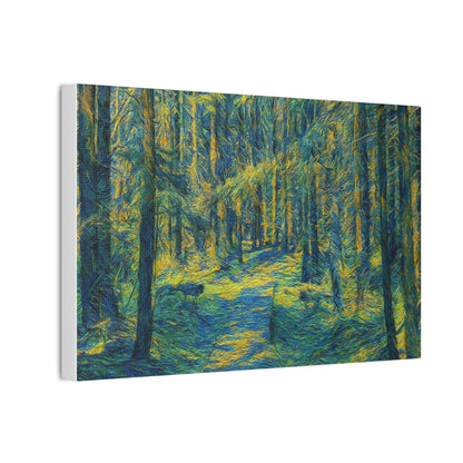 Sunlit Forest Path Canvas – Impressionist Woodland Wall Art