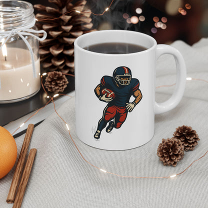 Football Player Ceramic Mug, Sports Fan Gift, Football Lover Coffee Cup, Game Day Drinkware, Quarterback Tea Mug, Touchdown Fan Decor,