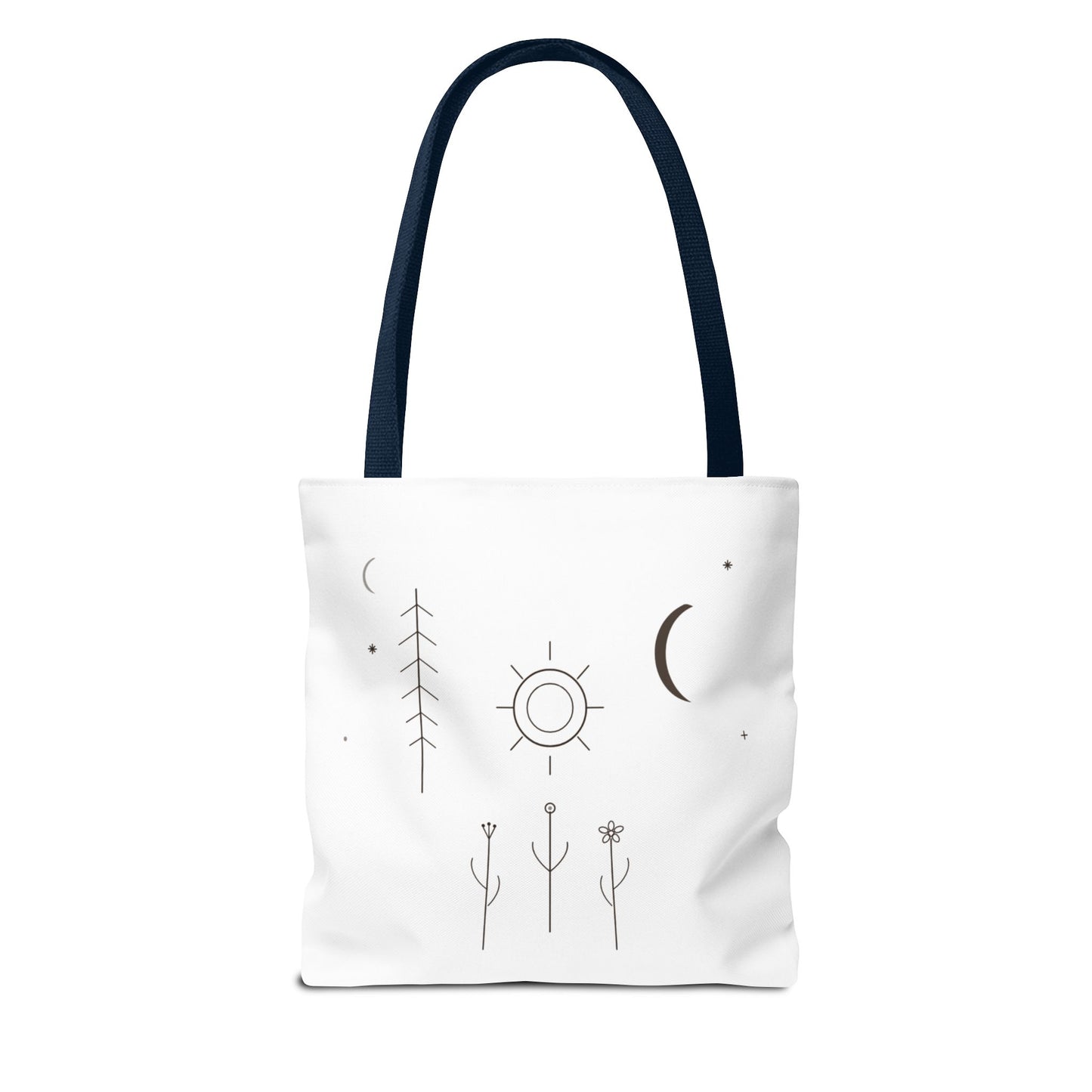 Minimal Moon and Sun Botanical Tote | Celestial Line Art Bag
