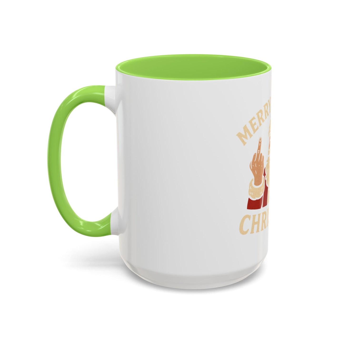 Irreverent Merry Christmas Mug — Funny Santa Middle Finger Coffee Cup (11oz & 15oz)
