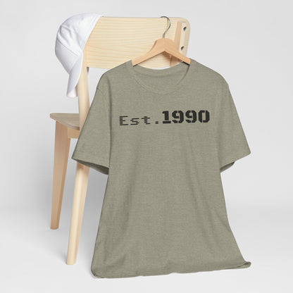 Unisex Est. 1990 Nostalgic Jersey Tee - Perfect Gift, Vintage Style, Retro Fashion, Birthday Celebration, Casual Wear - TRV