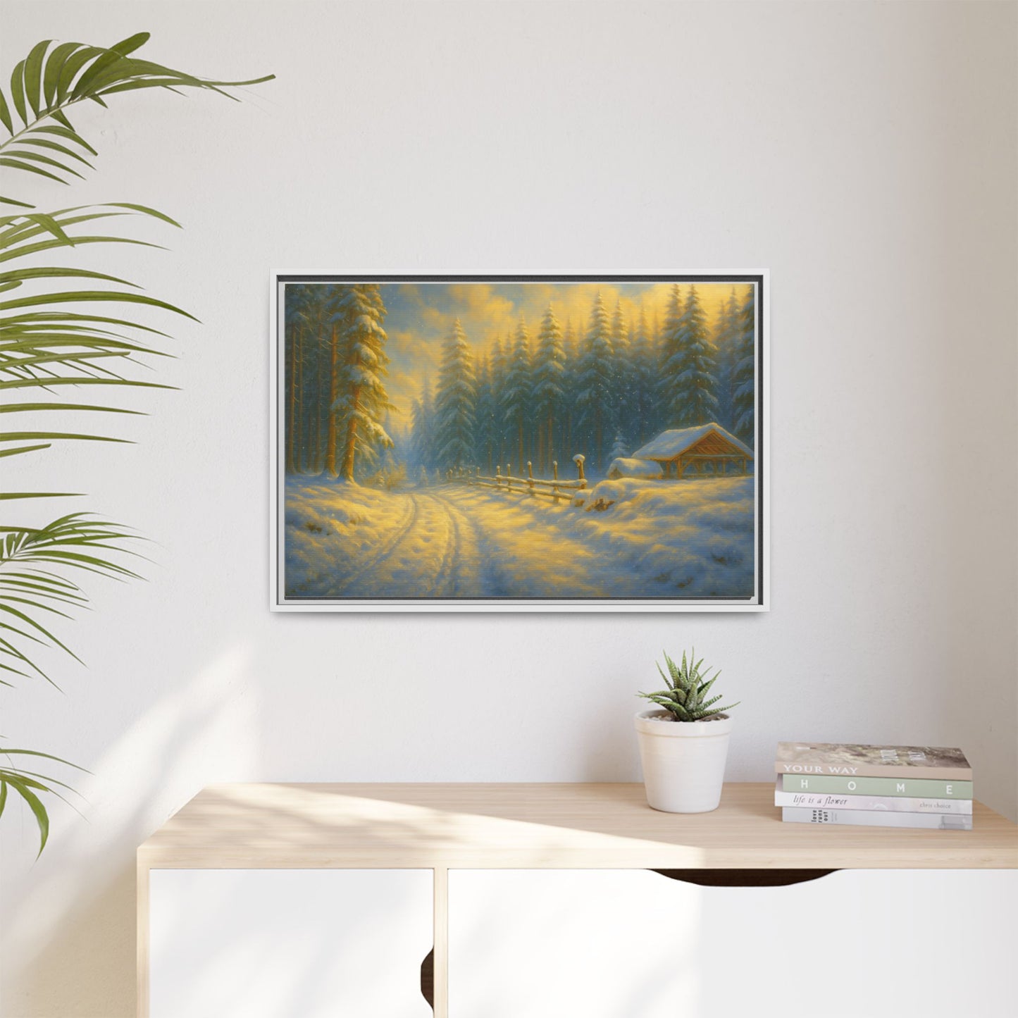 Wall Art Print, Winter Cabin Decor, Nature Scene, Holiday Gift, Cabin Vibes, Christmas Decoration, Matte Canvas, Framed - TRV