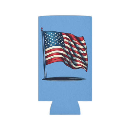 Patriotic Can Cooler, American Flag Drink Sleeve, Summer BBQ Beverage Holder, Fourth of July Party Favor, Cooler for Beer & Soda