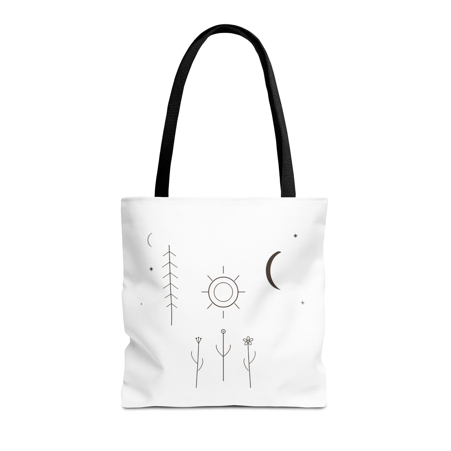 Minimal Moon and Sun Botanical Tote | Celestial Line Art Bag