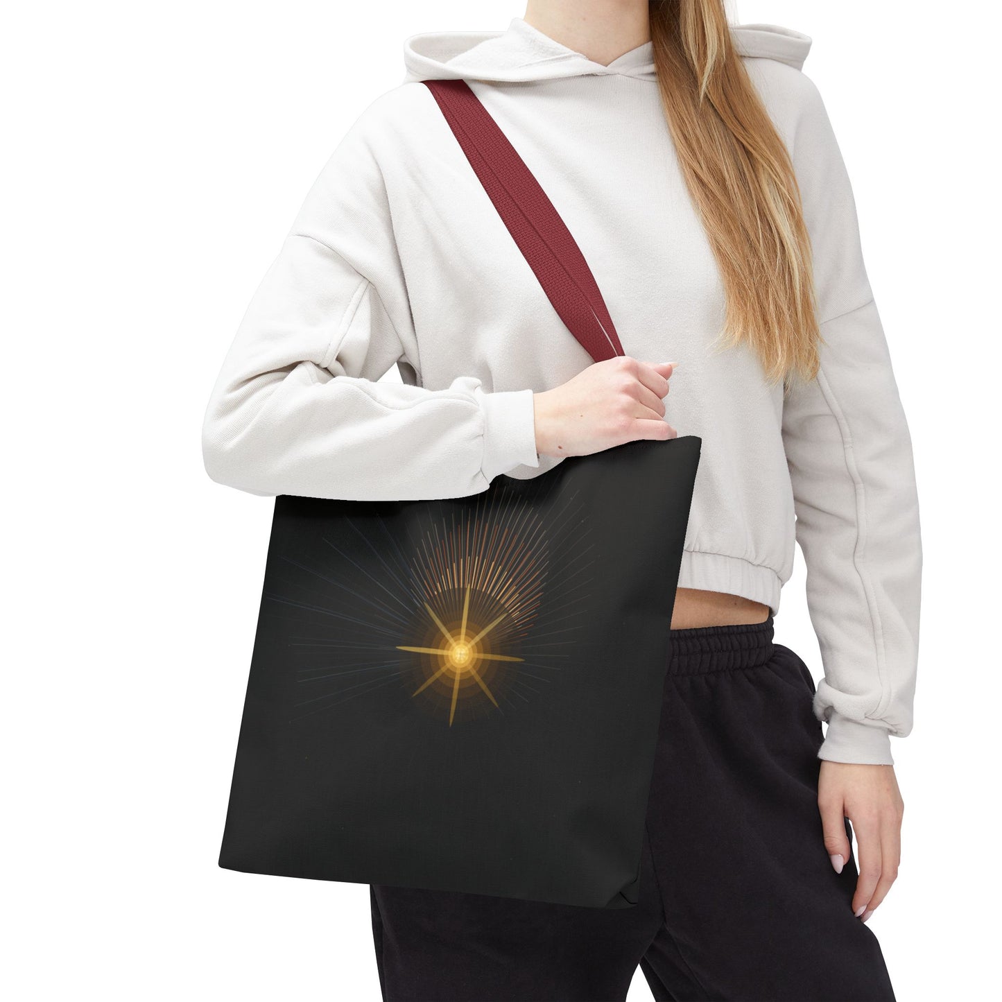 Radiant Starburst Tote Bag | Golden Light Celestial Design - TRV
