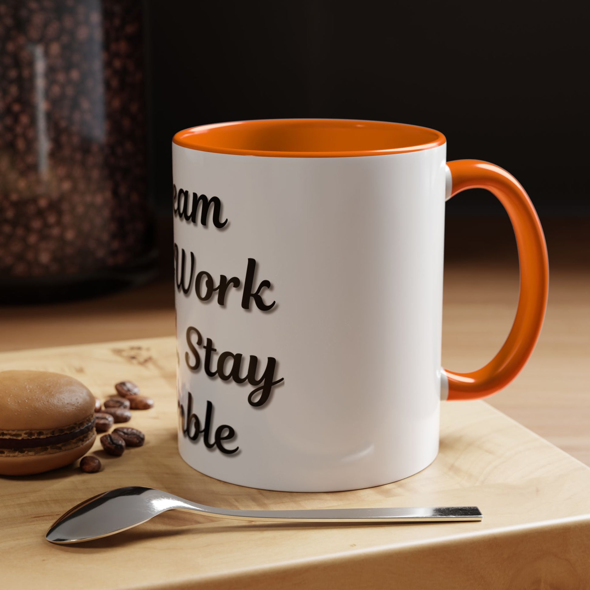 Inspirational Accent Coffee Mug - "Dream Big, Work Hard, Stay Humble" - Motivational 11/15oz - TRV