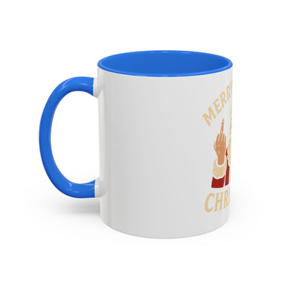 Irreverent Merry Christmas Mug — Funny Santa Middle Finger Coffee Cup (11oz & 15oz)