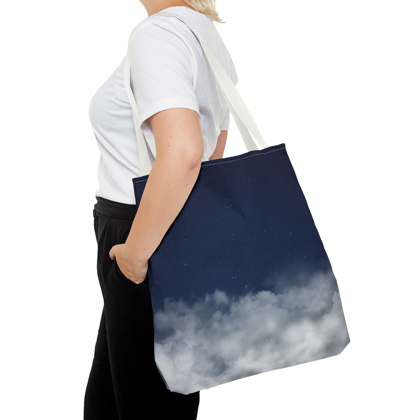 Night Sky Clouds Tote Bag | Starry Navy Ombre - TRV
