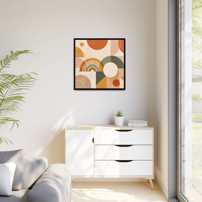 Abstract Terracotta Geometric Rainbow Matte Canvas Framed