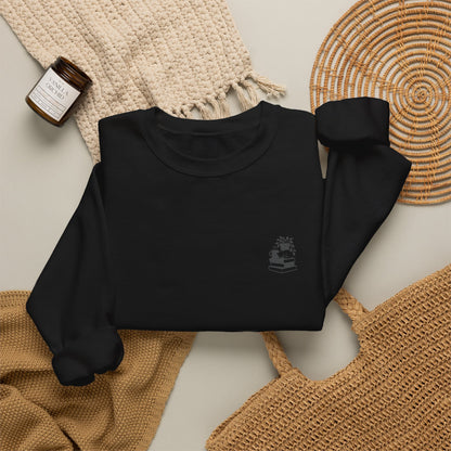 Stack of Books with Mug and Plant Sweatshirt | Cozy Reading Crewneck