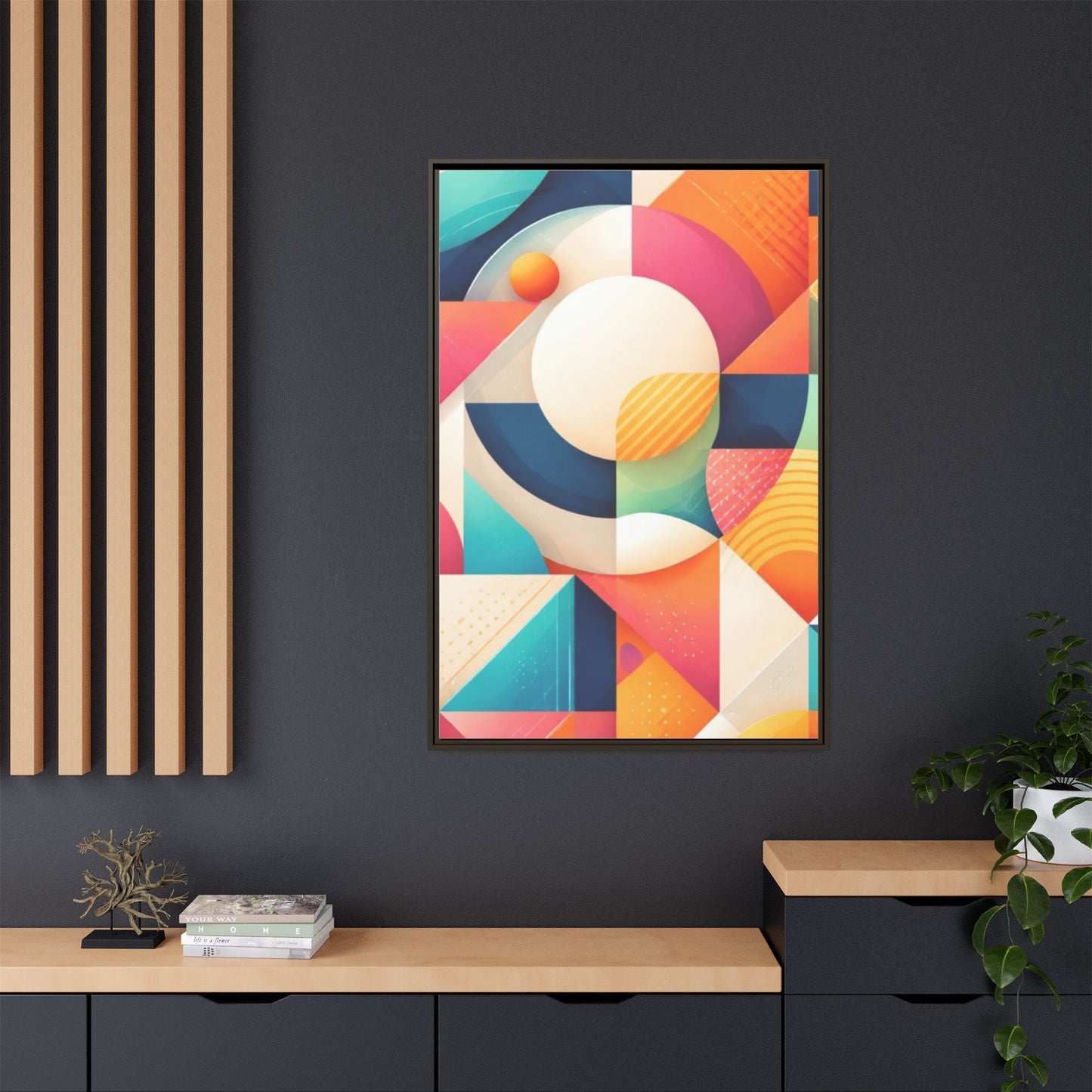 Colorful Geometric Abstract Art Matte Canvas Framed