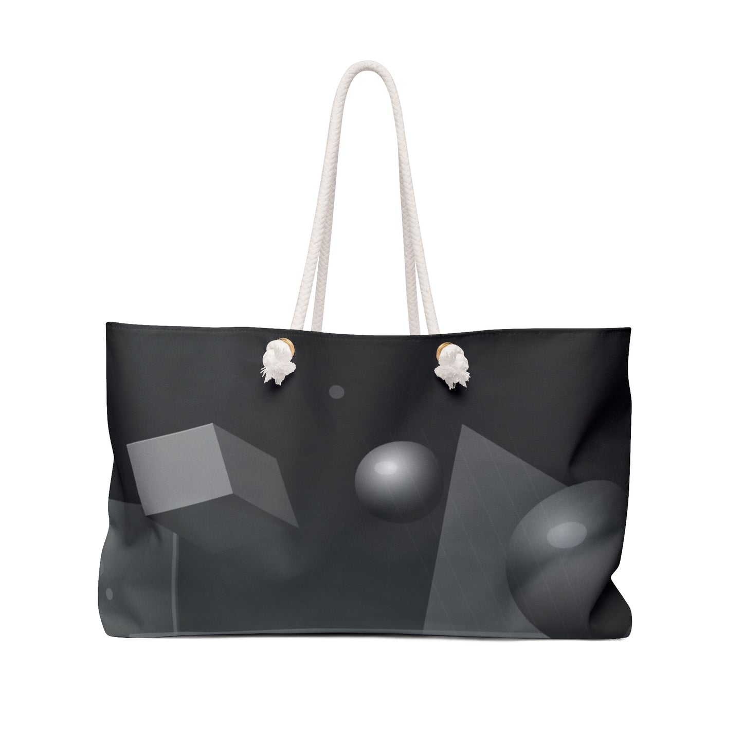 Monochrome Geometric Spheres Weekender Bag | Black Gray Abstract Tote