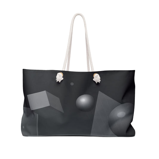 Monochrome Geometric Spheres Weekender Bag | Black Gray Abstract Tote