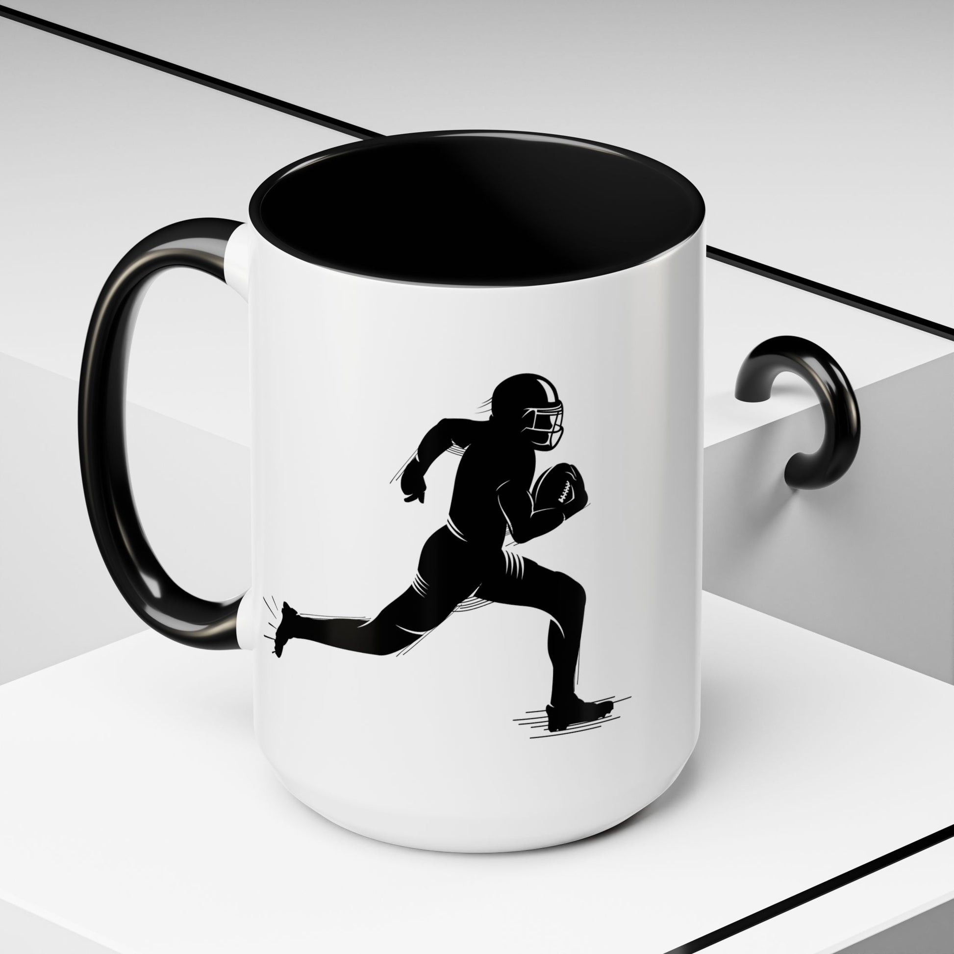 Football Player Themed Accent Coffee Mug, Sports Fan Gift, Unique Mug for Athletes, Coffee Lover, Game Day Essential - TRV