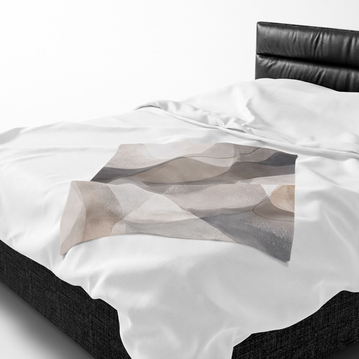 Neutral Abstract Watercolor Blanket | Modern Geometric Waves Throw