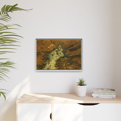 Serene Abstract Nature Canvas Art, Framed Wall Decor, Rustic Home Accent, Earthy Tone Artwork, Tranquil River Scene - TRV