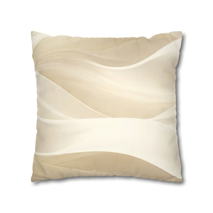 Beige Abstract Wave Pillowcase | Faux Suede Square Pillow Cover