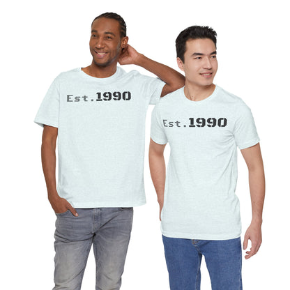 Unisex Est. 1990 Nostalgic Jersey Tee - Perfect Gift, Vintage Style, Retro Fashion, Birthday Celebration, Casual Wear - TRV