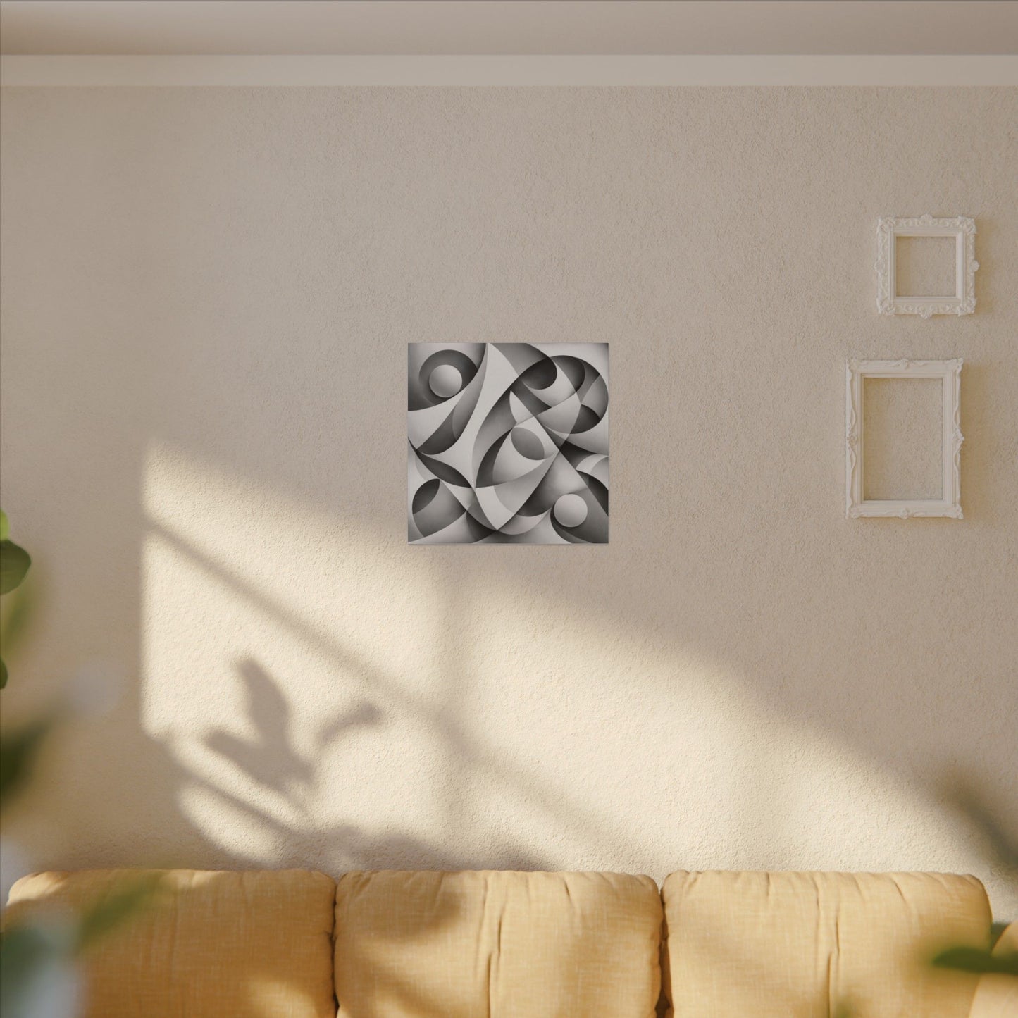 Monochrome Abstract Geometric Art Matte Canvas