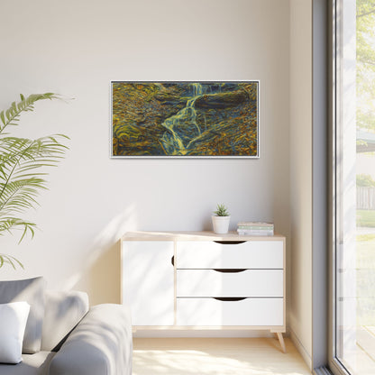 Van Gogh Style Framed Matte Canvas Art Print - Nature-Inspired Wall Decor, Abstract Waterfall Artwork, Home Office Decoration - TRV