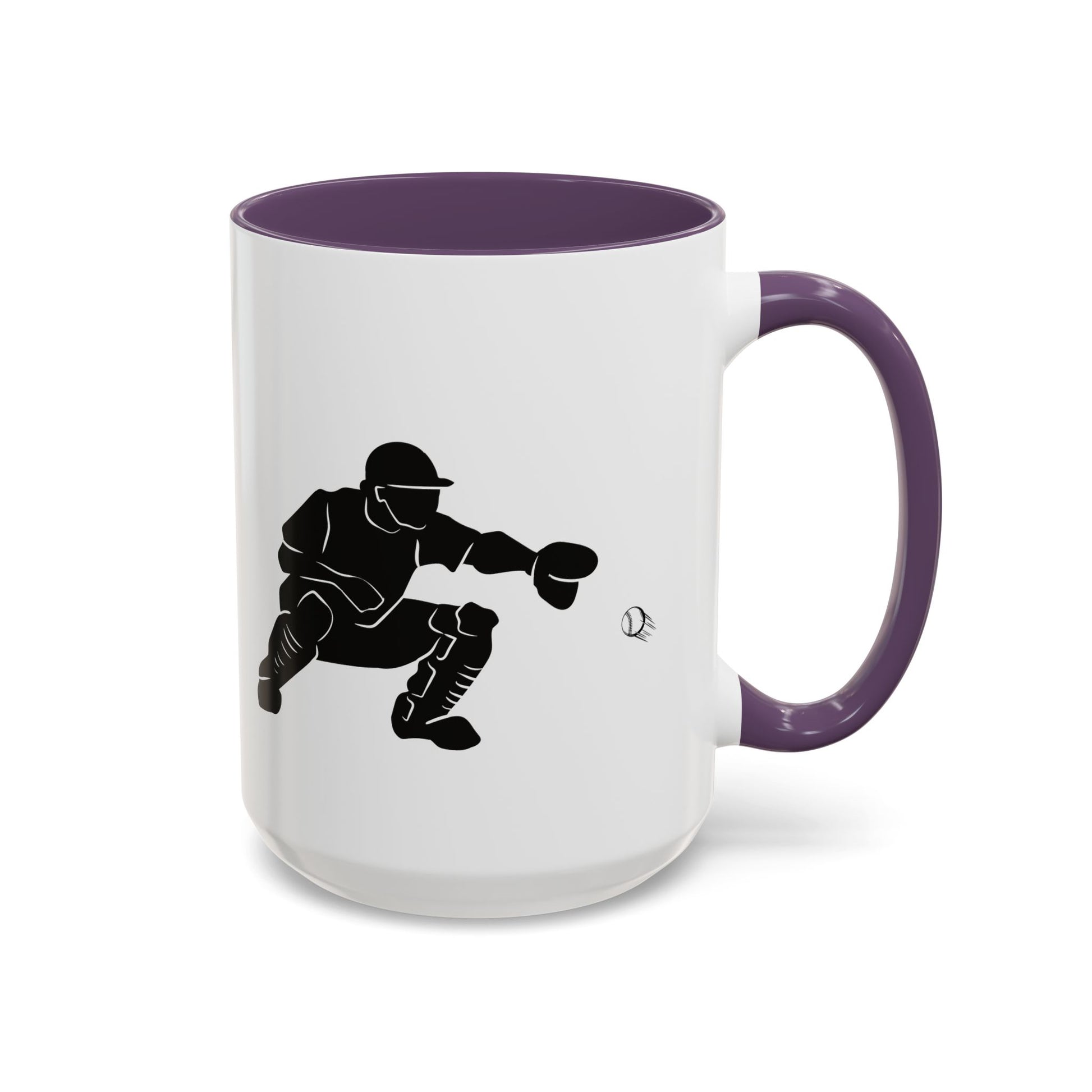 Baseball Catcher Coffee Mug, Sports Gift for Coaches, Black Accent Mug for Fans, Perfect for Birthdays & Celebrations, Unique Cup - TRV