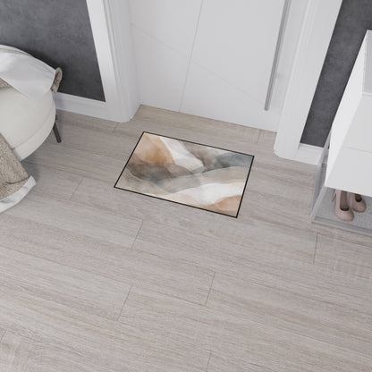 Neutral Watercolor Landscape Heavy Duty Floor Mat | Abstract Earth Tones Rug