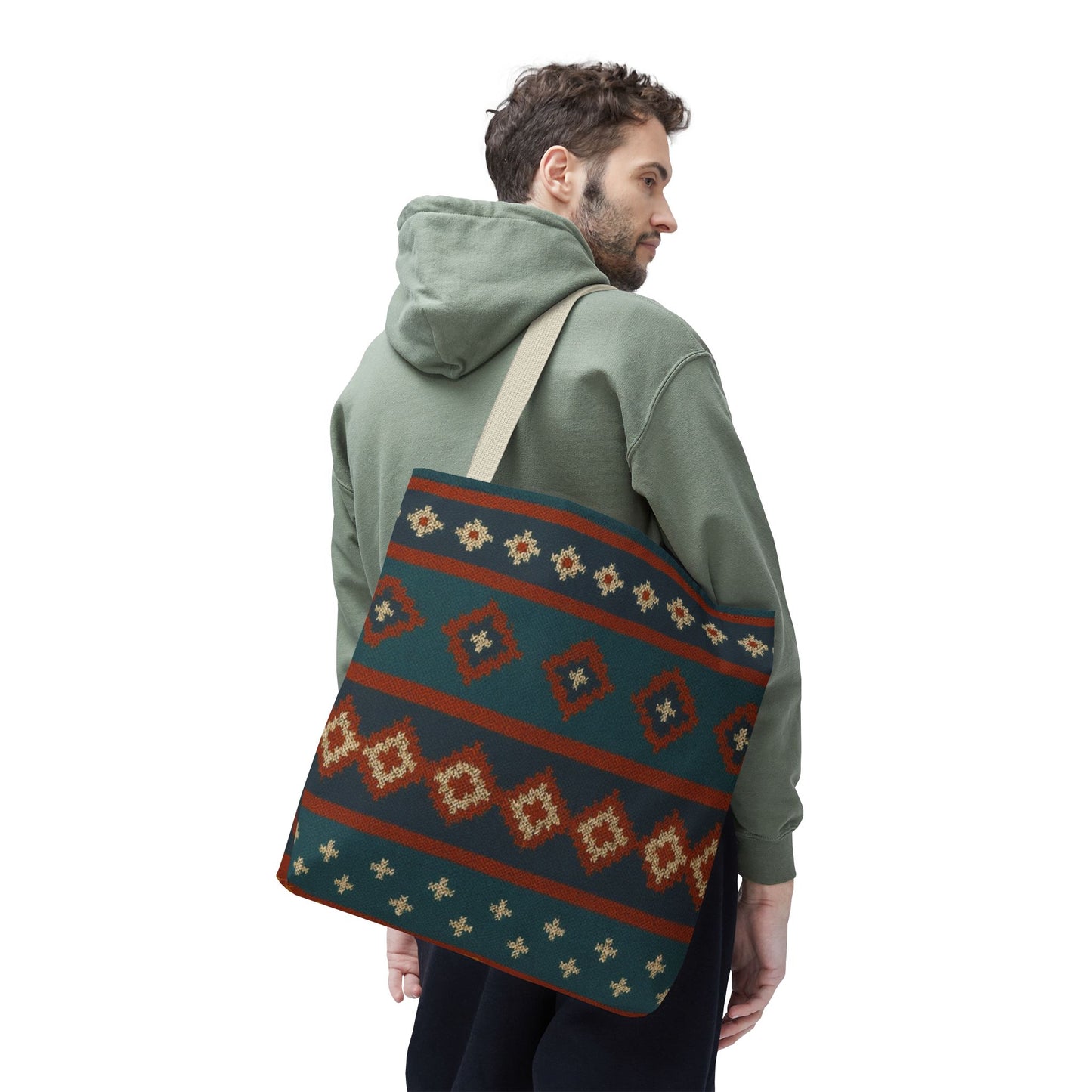 Southwestern Diamond Pattern Tote Bag | Aztec Tribal Geometric Print - TRV