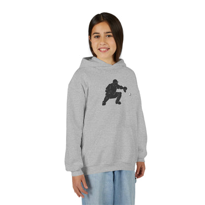 Youth Baseball Catcher Hoodie, Sporty Sweatshirt for Kids, Perfect Gift for Young Athletes, Team Spirit Gear, Sports Event Apparel