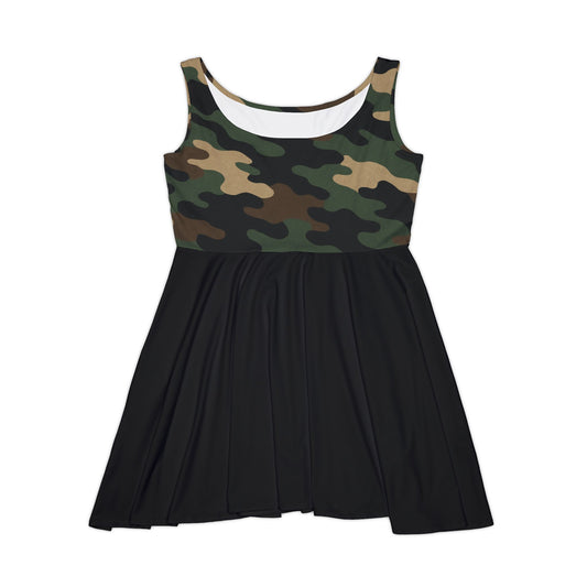 Camo Print Women's Skater Dress, Trendy Summer Dress, Casual Day Out, Spring Fashion, Perfect for Parties, Outdoor Events, Weekend Wear - TRV