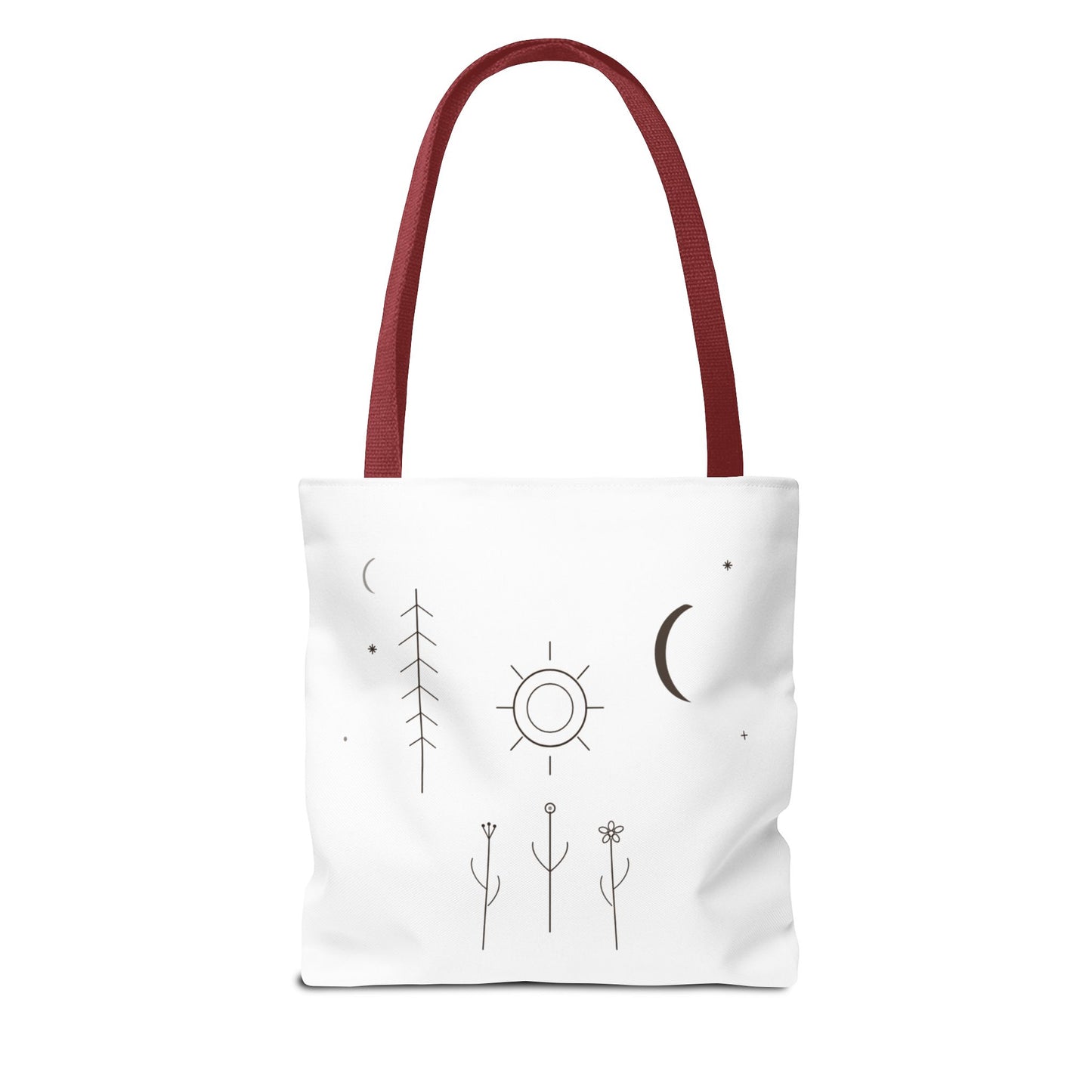 Minimal Moon and Sun Botanical Tote | Celestial Line Art Bag