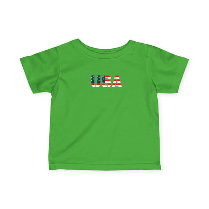 USA Infant Fine Jersey Tee - Cute Baby Shirt, Toddler Clothing, American Flag Tee, Baby Shower Gift, 4th of July Outfit
