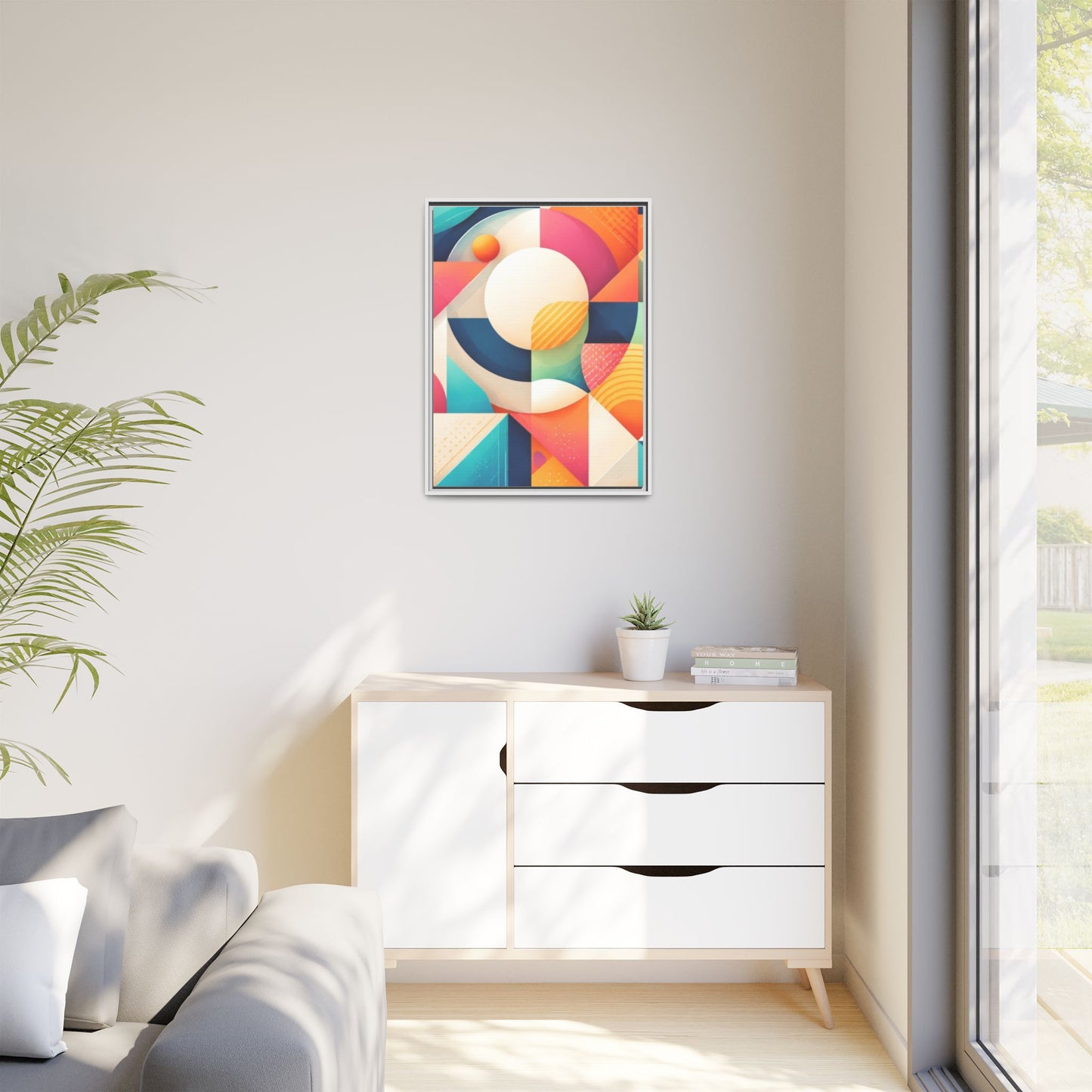 Colorful Geometric Abstract Art Matte Canvas Framed