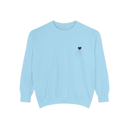 Unisex Garment-Dyed Sweatshirt with Heart Design - Cozy & Stylish