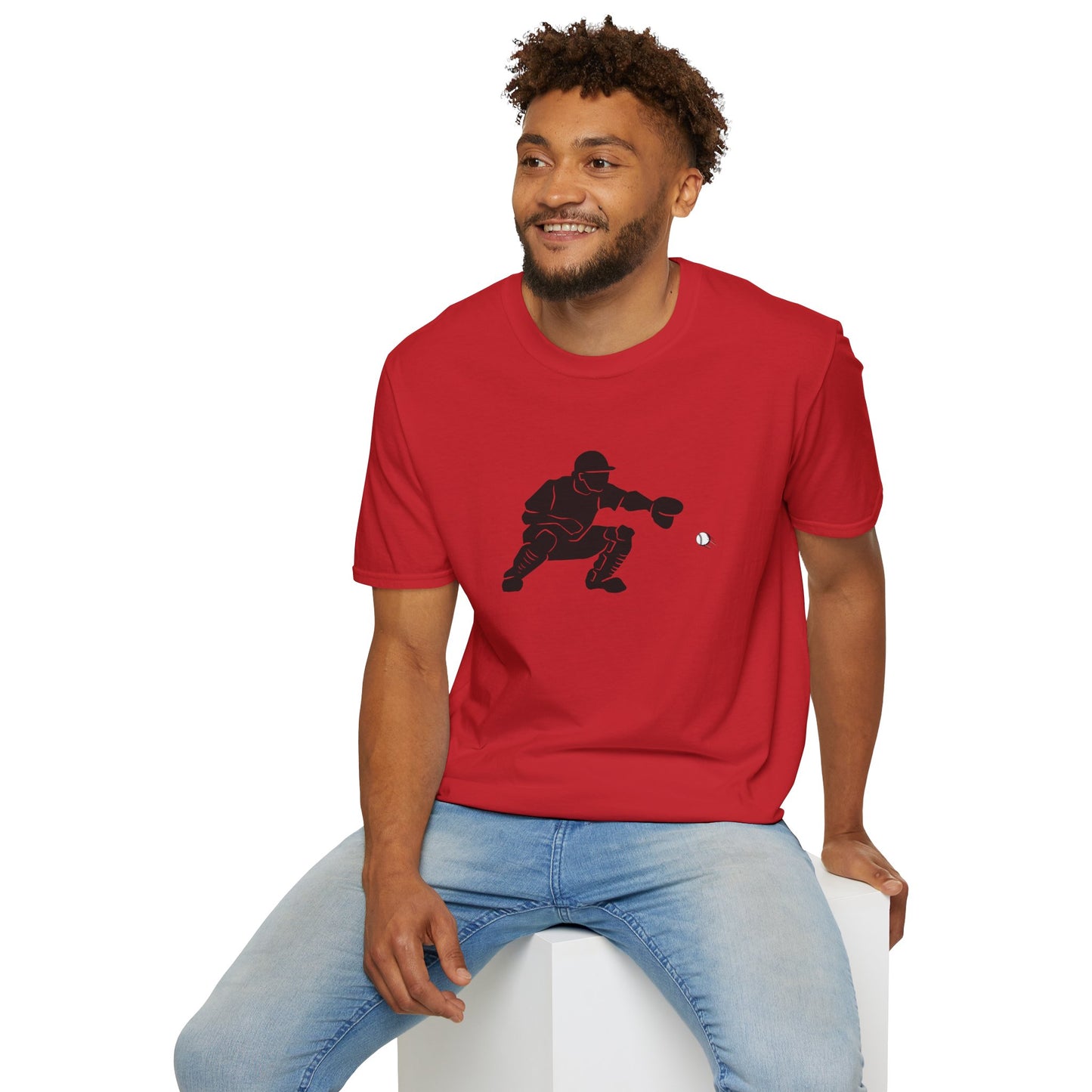 Baseball Catcher Unisex Softstyle T-Shirt, Sports Apparel, Gift for Athletes, Workout Gear, Casual Wear, Special Occasions
