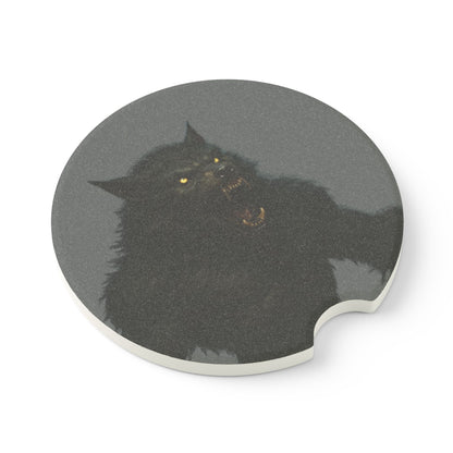 Soapstone Car Coaster — Black Cat Night Design