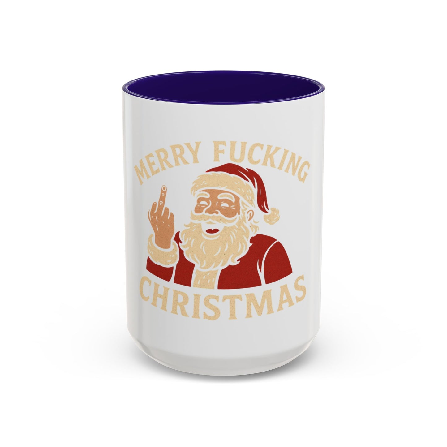 Irreverent Merry Christmas Mug — Funny Santa Middle Finger Coffee Cup (11oz & 15oz)