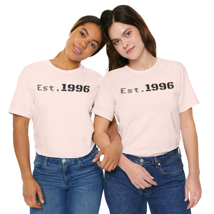 Unisex Jersey Tee - 'Est. 1996' Graphic Shirt, Birthday Gift, Casual Wear, Vintage Style, Retro Fashion, Gift for Him/Her - TRV